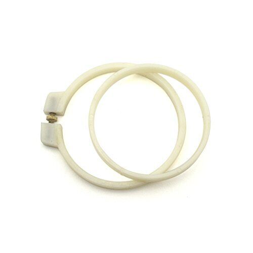 Small white plastic embroidery hoop measuring 9cm.