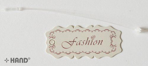 Stack of 500 off-white paper tags ready for use.