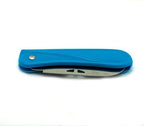 Two pocket-sized folding knives with colourful handles