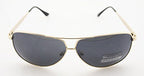 8132 Unisex Aviator Sunglasses - Metal Frame - Width at Temples 132 mm - 100% UV400 Protection - Gold Frame with Grey Lenses