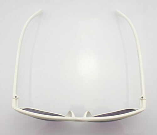 15827 Ladies Fashion Sunglasses - Large Frame - Width at Temples 139 mm - 100% UV400 Protection - White Frame with Violet Lenses