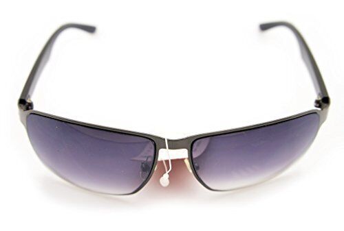 Close-up of the black and gunmetal grey sunglasses frame.