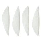 Two pairs of white narrow shoulder pads displayed on a flat surface.
