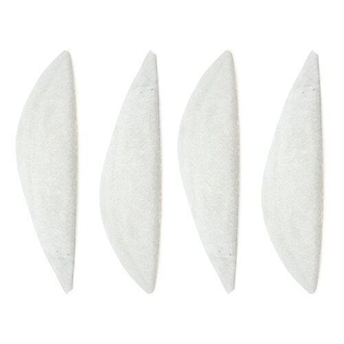Two pairs of white narrow shoulder pads displayed on a flat surface.