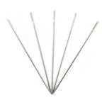 Five easy to thread sewing needles, each 5.4cm long.