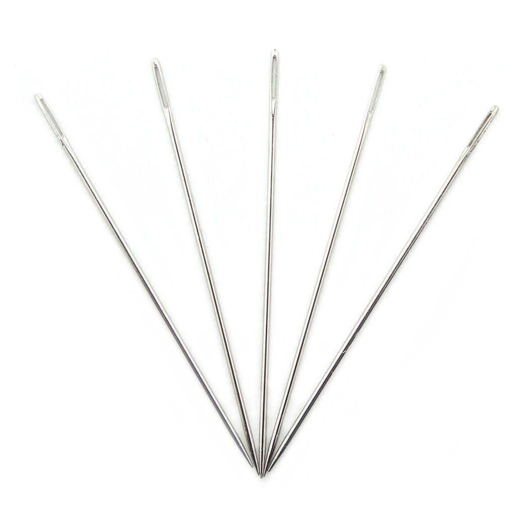 Five easy to thread sewing needles, each 5.4cm long.