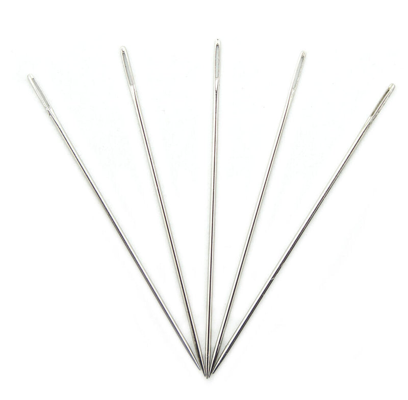 Five easy to thread sewing needles, each 5.4cm long.