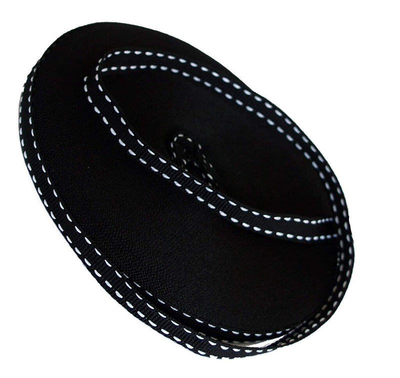 Roll of black and white grosgrain ribbon on a spool