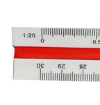 Triangular scale ruler with a pencil and paper background