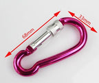 Assorted colours of carabiner hooks for easy identification.