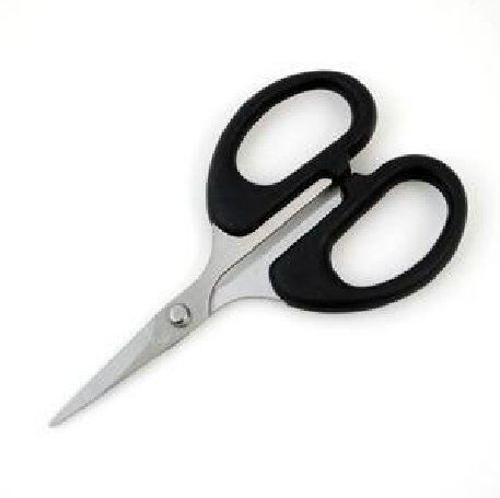 Pair of 5" general purpose scissors displayed with fabric.