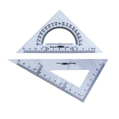 Set of 2 small professional graphic triangles with protractor