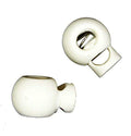 Pack of 30 white plastic round toggle spring cord locks.
