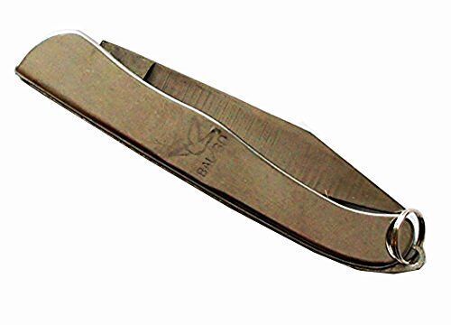 Two small metal alloy folding knives displayed together