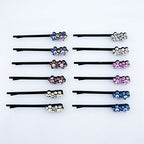 Stylish Double Flower Crystal Hairpin Barrettes - Pack of 2 Pairs