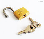 Close-up of a 20mm brass padlock with keyhole