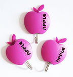 Powerful Multi-Purpose Self Adhesive Apple Shape Hook - Pack of 3, Load 2kg, Bathroom/Kitchen Hooks (Purple)