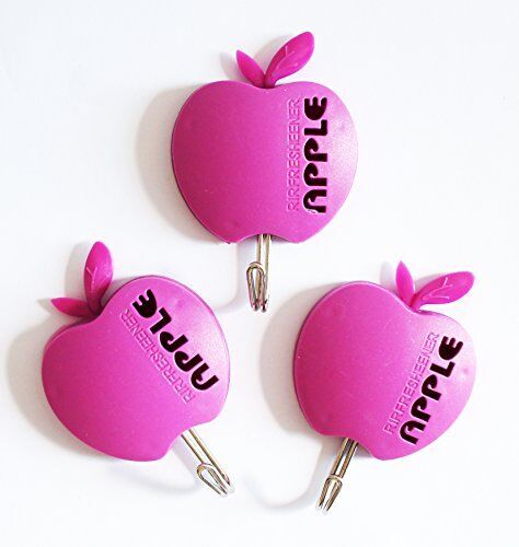 Powerful Multi-Purpose Self Adhesive Apple Shape Hook - Pack of 3, Load 2kg, Bathroom/Kitchen Hooks (Purple)