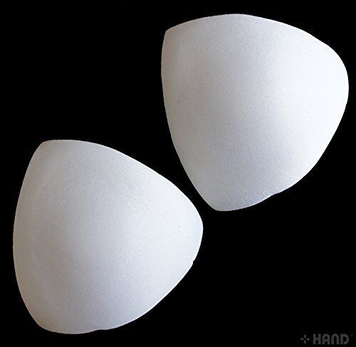 Triangle bra pads showing flexible and soft material