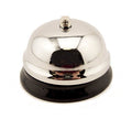 Nickel plated call bell on a black base, 65 mm x 60 mm size
