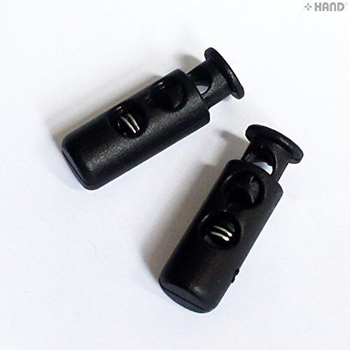 Small plastic toggle spring stop cord locks in black, 40 pieces.