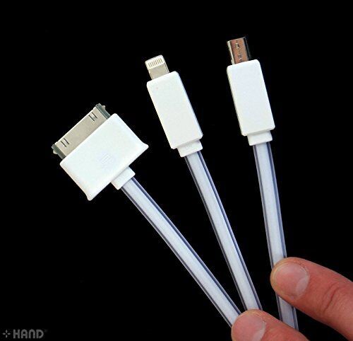 User holding the 3-in-1 charging cable with LED light