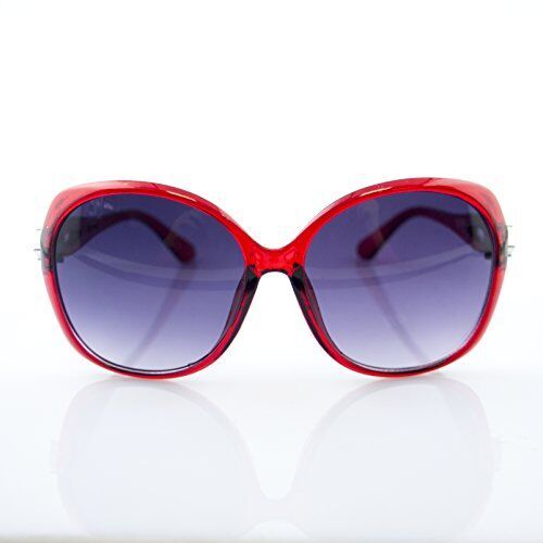 2532 Ruby Red & Violet Ladies Fashion Sunglasses - Large Frame with Silver Fox Temples Motif - Width at Temples 132 mm - 100% UV400 Protection