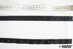 Roll of 10 metres push button tape, 18mm wide, in black.