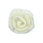 Knitted Off-White Decorative Rosettes Sew on Trim with Net Backing - 1 Metre Appx 12 pcs (8 x 8 cm)