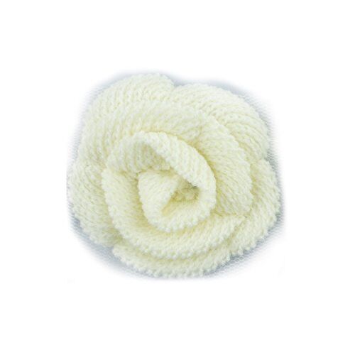 Knitted Off-White Decorative Rosettes Sew on Trim with Net Backing - 1 Metre Appx 12 pcs (8 x 8 cm)