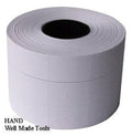 Rolls of plain white price labels for pricing guns