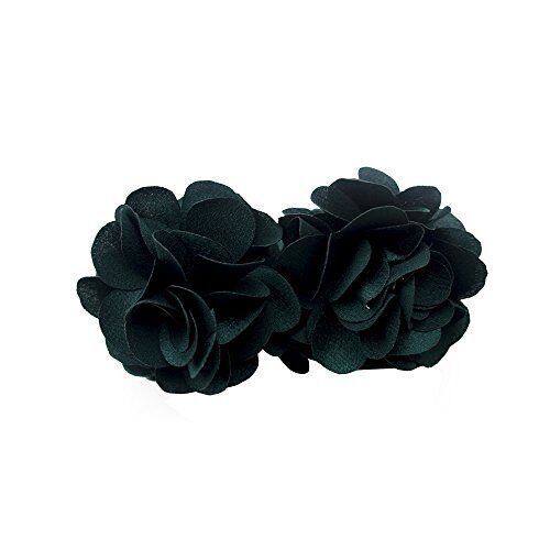 H0973 Teal Green Stylish Elegant Satin Jasmine Flower Bulldog Hair Clips 70 mm x 50 mm Pack of 2