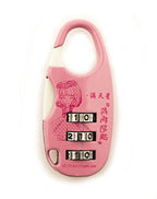 Clover Colourful 3 Digit Combination Padlock for Your School, Home, Locker, Bag, Diary - It's My Secret - Pink