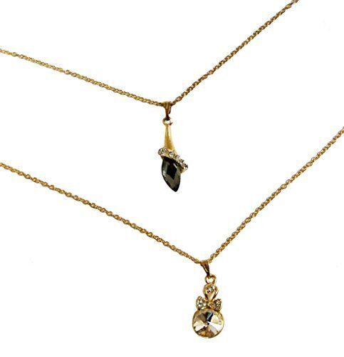 Two elegant gold plated chain necklaces with assorted gemstones.