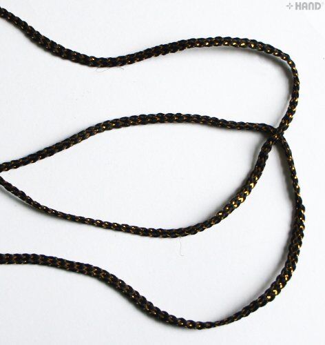 Assorted Colours String Trims - 3mm wide x appx 20 metres (BRT11 Black and Gold)