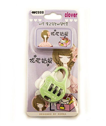 Clover 3 digit combination padlock in pastel green