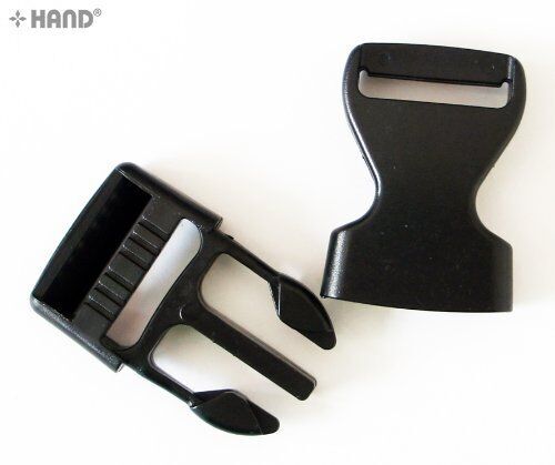 Different angles of black plastic quick release buckles