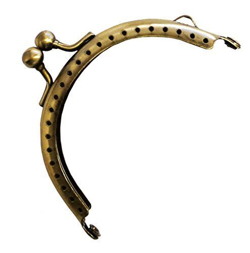 Antique bronze arched purse frame with ball clasp lock.