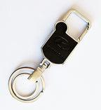 876 HYUNDAI Stylish Leather Double Loop, Torch and Compass Buckle Keyring (Black)