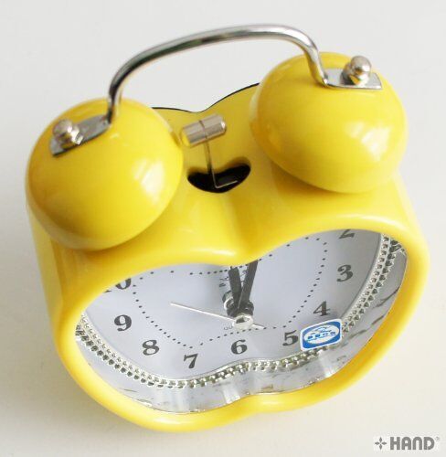 Side view of the twin metal bell alarm clock
