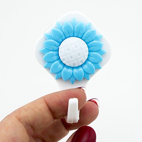 Blue sunflower self-adhesive hook holding a small towel