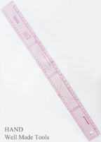 Ruler being used to measure a patchwork quilt piece