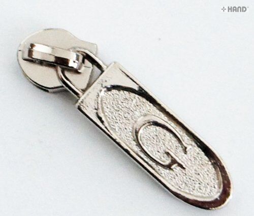 Pack of 10 silver 'G' zip pulls displayed together