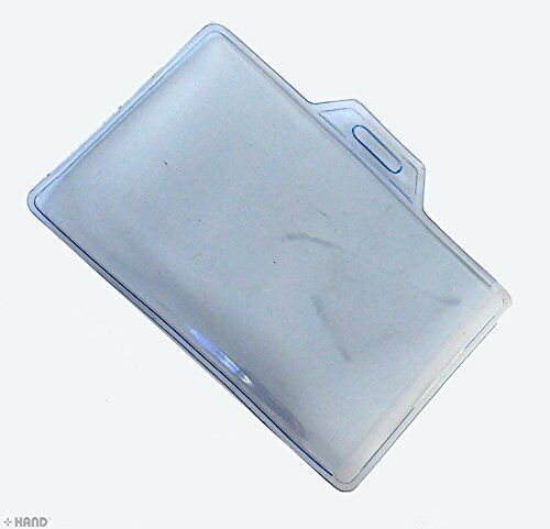 Clear plastic horizontal ID badge holder showing front view