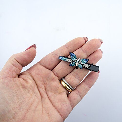 Shiny Butterfly A Crystal Hair Clips Barrettes - Pack of 3 Pairs