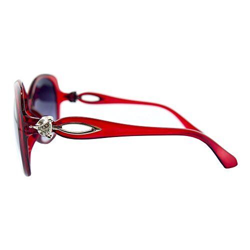 2532 Ruby Red & Violet Ladies Fashion Sunglasses - Large Frame with Silver Fox Temples Motif - Width at Temples 132 mm - 100% UV400 Protection