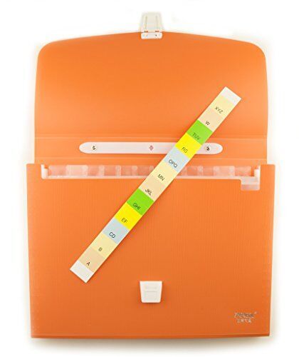 ® A4 Concertina Document Wallet Case with 12 Compartments and Colourful A-Z Divider Tabs - 33 cm x 25 cm - Orange