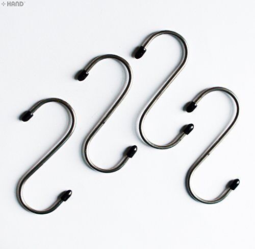 Close-up of rubber ends on stainless steel S-hook