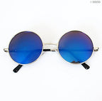 Pack of 2 retro metal John Lennon sunglasses with iridescent lenses.