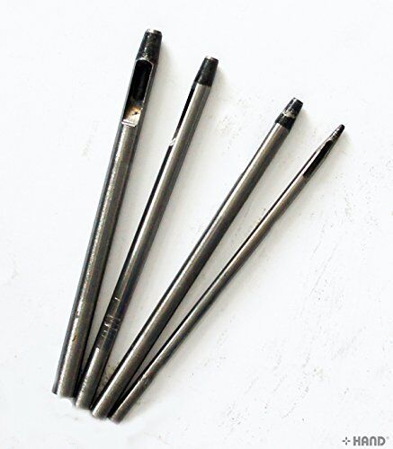 Set of 4 round hole leather craft eyelet punches in various sizes.